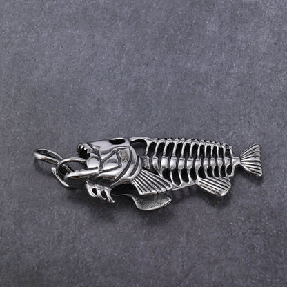 Giant Fish Skull Bone Stainless Steel Pendant