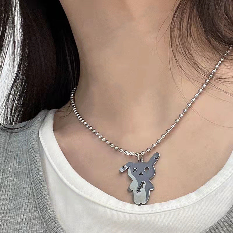 Titanium Steel Fasteners Rabbit Pendant Necklace