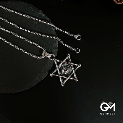 Hexagram Devil's Eye Pendant Necklace