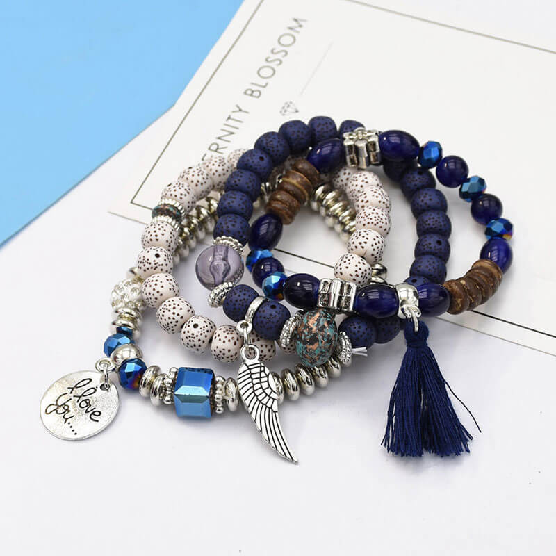 Bohemian Ethnic Beaded Layered Alloy Bracelet