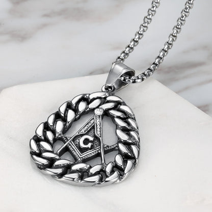 Stainless Steel Retro Masonic Pendant