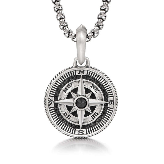 Vintage Men's Compass Necklace Hip Hop Pendants