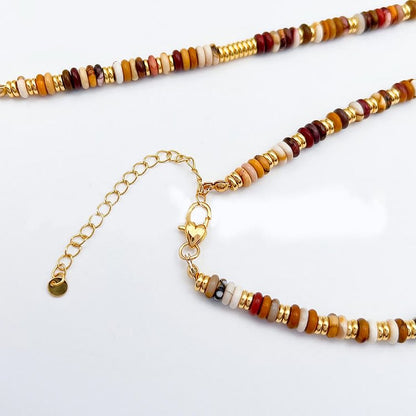 Sunset Frisbee Beaded Natural Agate Clavicle Necklace