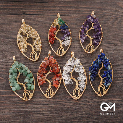 Geometric Crystal Tree of Life Pendant Necklace