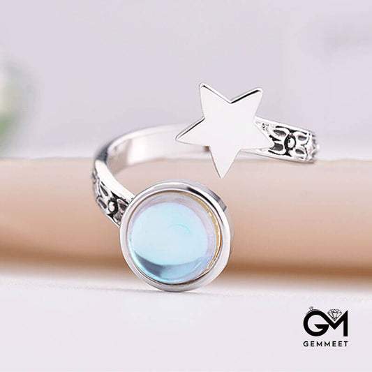 Star Moonstone Adjustable Ring