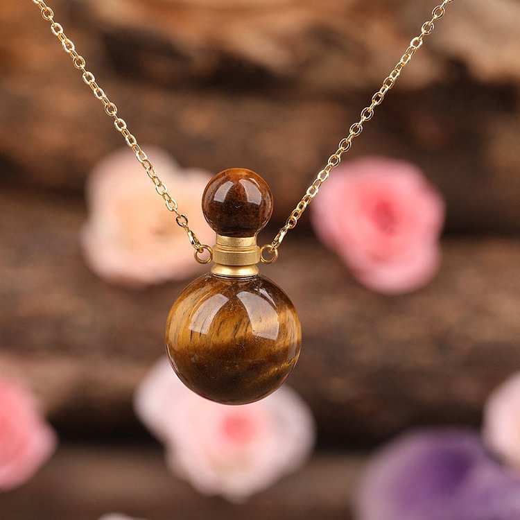 Round Stone Perfume Bottle Pendant Pendants Necklace