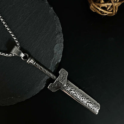 Broken Knife Sword Shape Stainless Steel Pendant Necklace