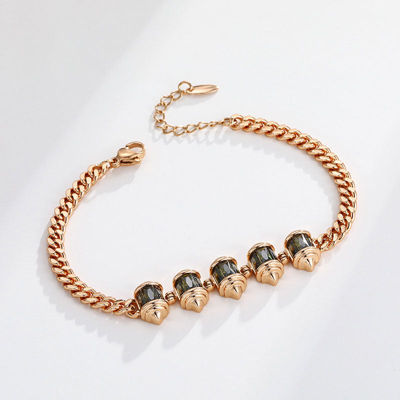 Retro Light Luxury Cylindrical Colored Zircon Bracelet