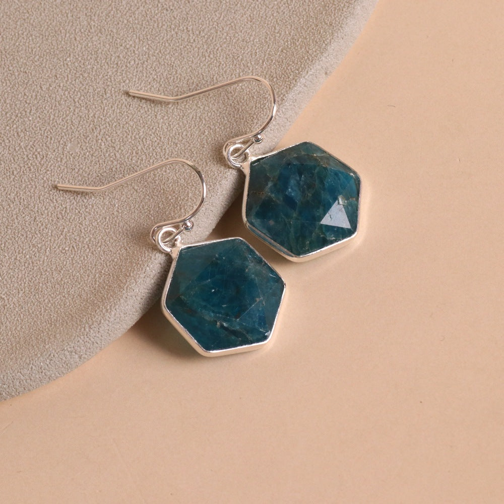 Pulled Feldspar Hex Pendant Earrings