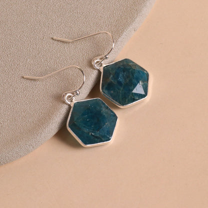 Pulled Feldspar Hex Pendant Earrings