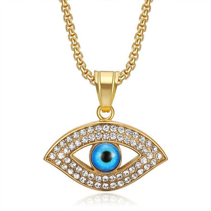 Hip Hop Jewelry Gold Plated Zirconia Blue Eyes Pendant