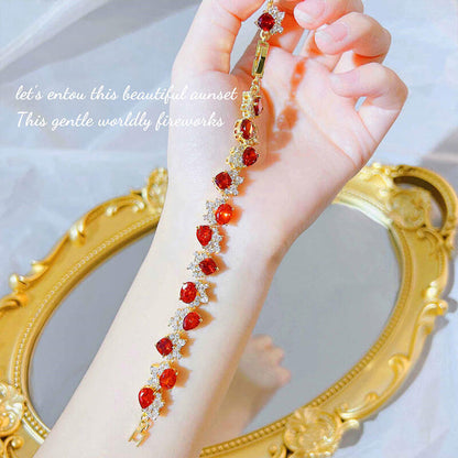 The Sun Never Sets Fanta Diamond Bracelet Micro-studded Diamond Adjustable Red Diamond Bracelet for Women