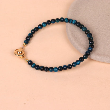 Ink-blue Tiger Eye Stone Bead Bracelet