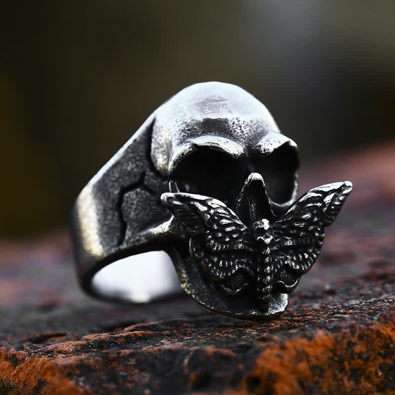 Men's Majestic Moth Skull Ring