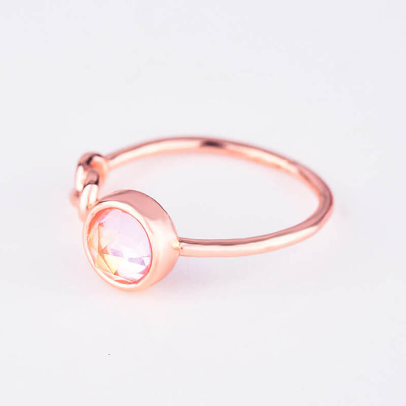 Minimalism Rose Gold Cute Tie Moonstone Ring