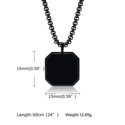 Square Pendant Men Long Sweater Chain Necklace