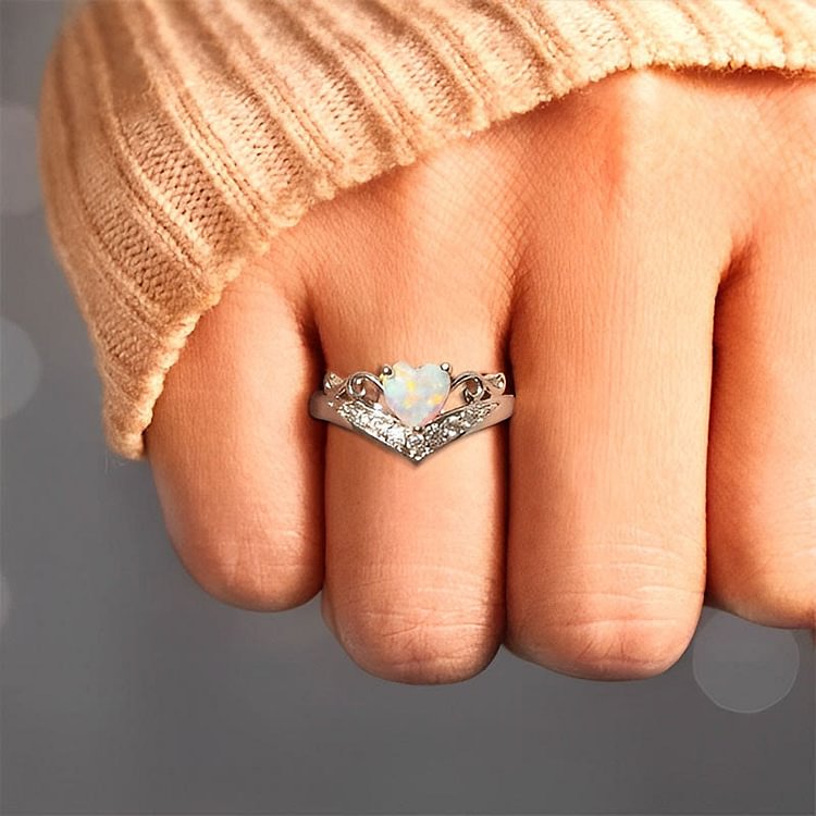 "Peace of Mind" Heart Crown Opal Ring