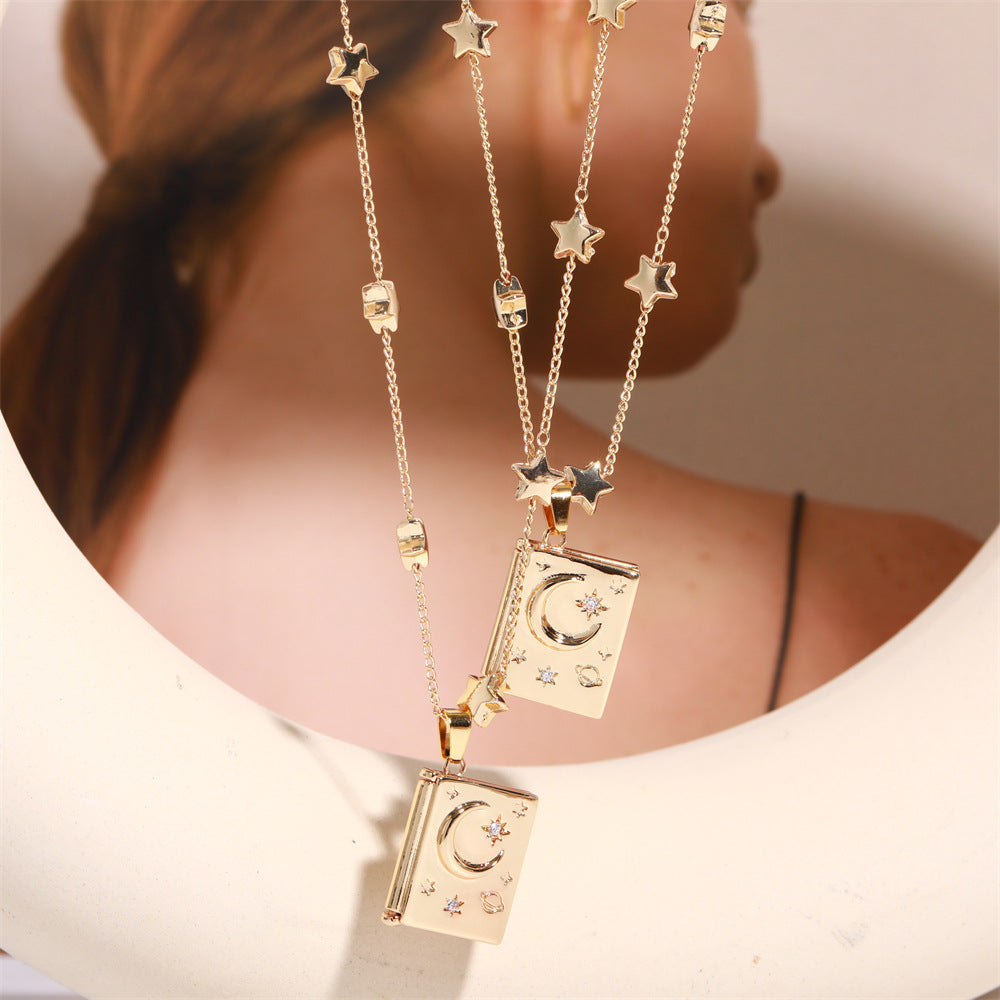 Cute Moon & Star Pendant Necklace