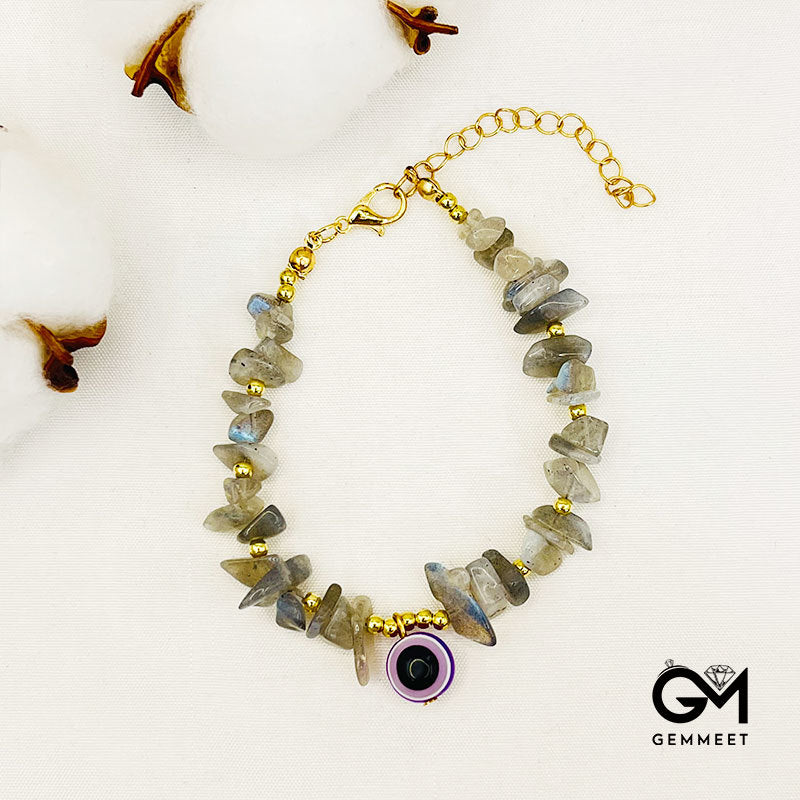 Fashion Crystal Gravel Evil Eye Pendant Bracelet