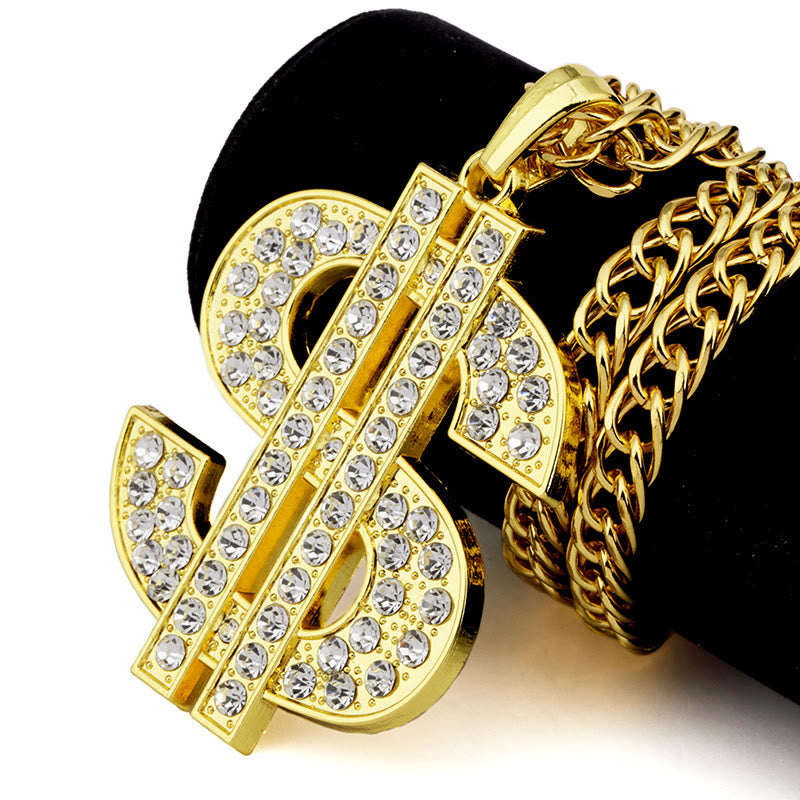 Men's Punk Hip Hop Dollar Sign Pendant Necklaces