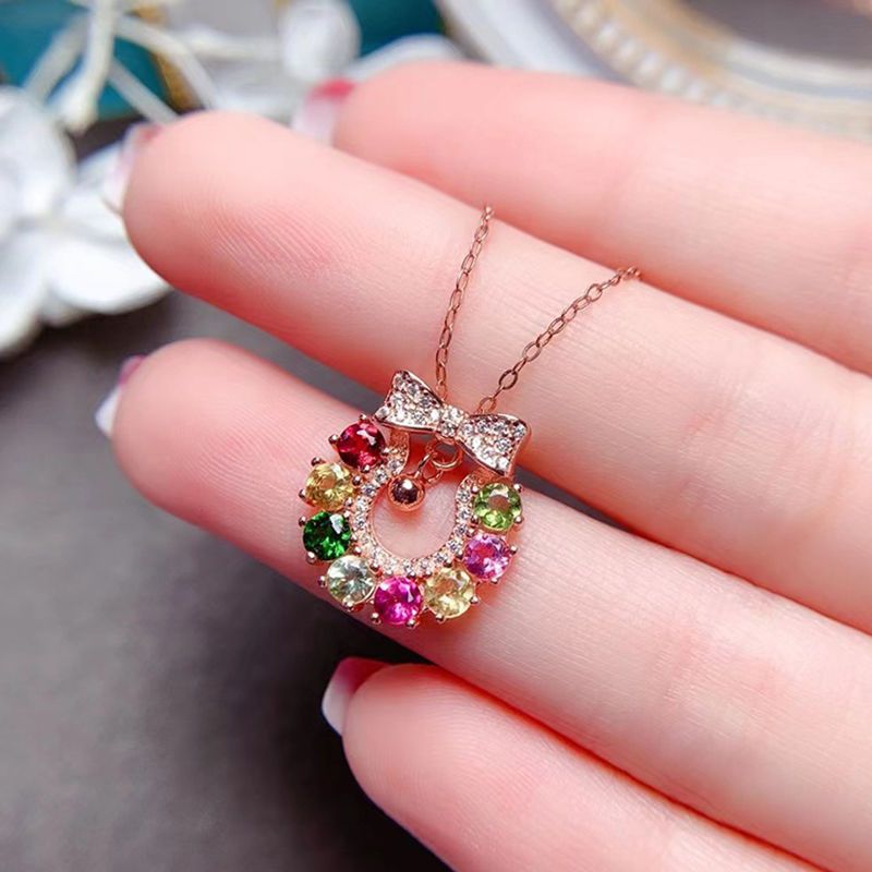 Bow Tourmaline Pendant Necklace