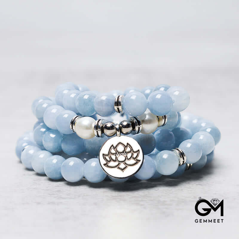 6MM 108 Mala Beads Aquamarine Healing Bracelet