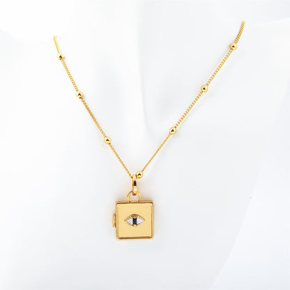 Cute Box Evil Eye Pendant Necklace