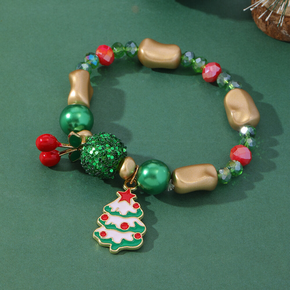 Christmas Bracelet Santa Snowman Colorful Candy Bead Bracelet