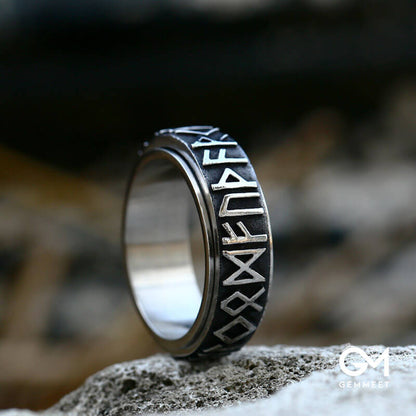 Nordic Letter Stainless Steel Rotating Ring