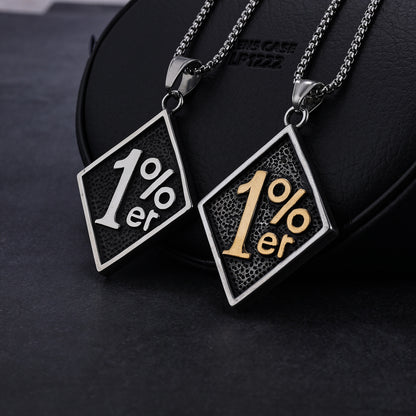 Letter Symbol 1%Er Stainless Steel Pendant Necklace