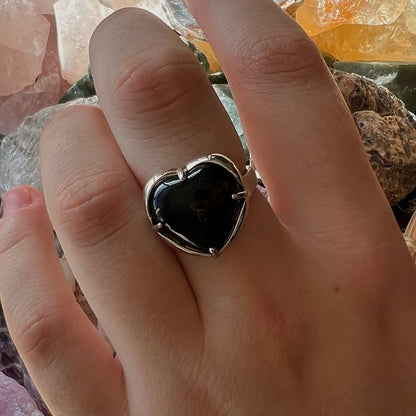 Natural Stone Crystal Heart Ring