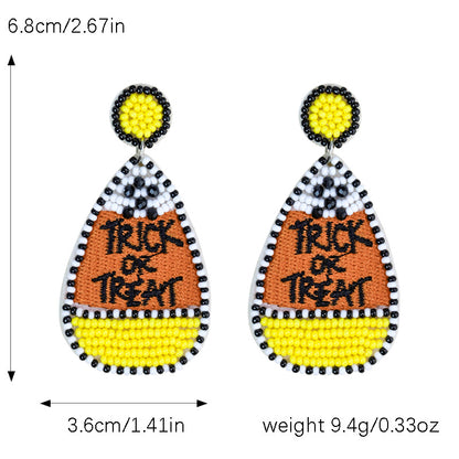 Halloween Funny Drop-shaped Letter Handmade Bead Earrings