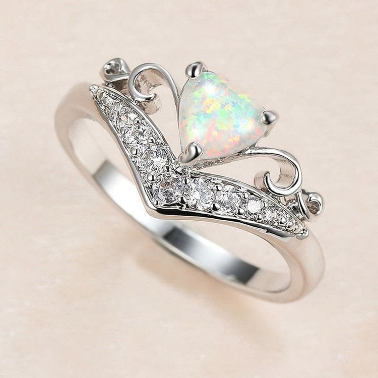 "Peace of Mind" Heart Crown Opal Ring