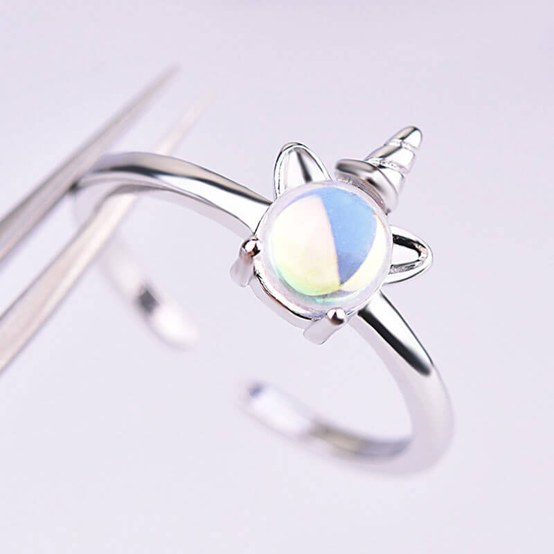 Moonstone Unicorn Adjustable Ring