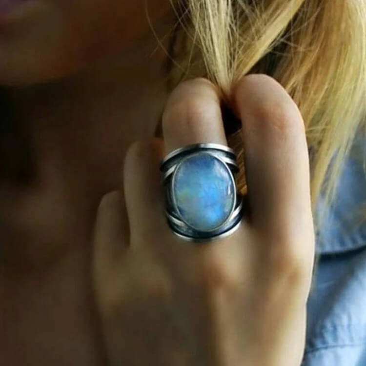 Pure Colorful Moonstone Orgone Ring