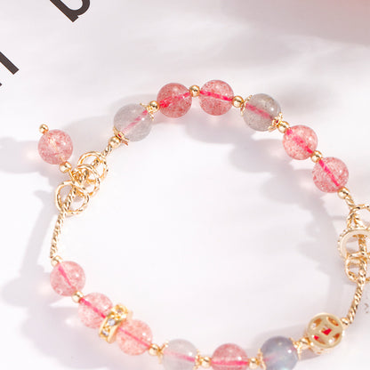 Strawberry Crystal Moonstone Star Bracelet