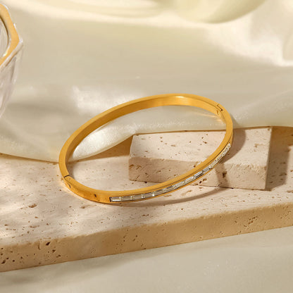 Channel Setting Stones Bangle Bracelet