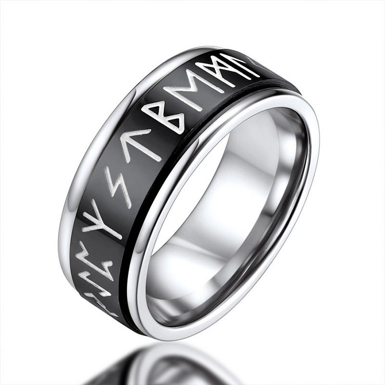 Release Stress Colored Viking Rune Turnable Ring