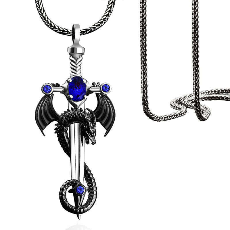 Men's Hip-hop Dragon Sword Pendant Necklace