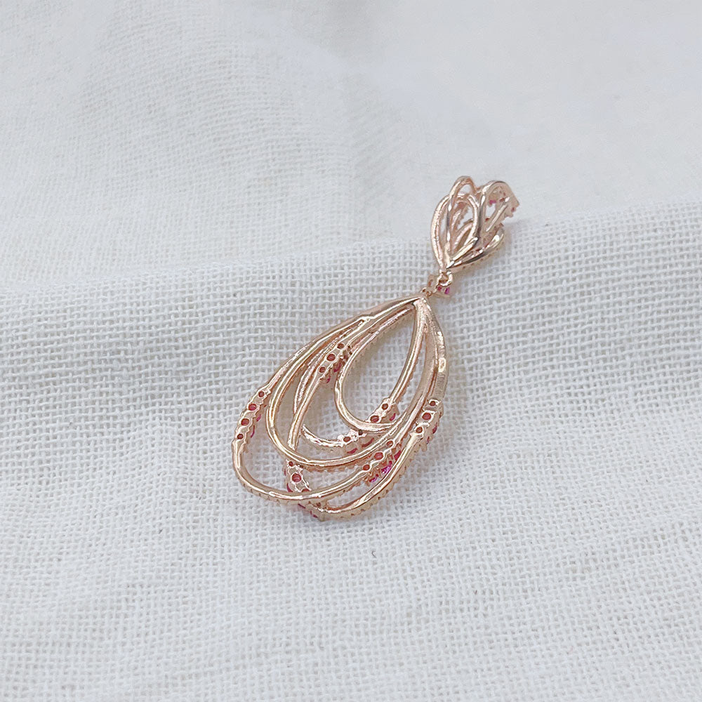 Oval Irregular Pink Zircon Pendant Necklace