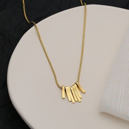 Titanium Steel Necklace Design Sense Gold Bar Pendant