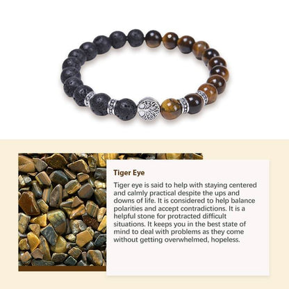 Tiger Eye With Tree Of Life Bracelet