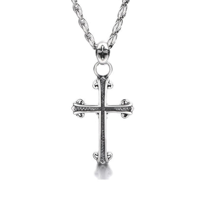 Cross Sterling Silver Skull Pendants Necklace