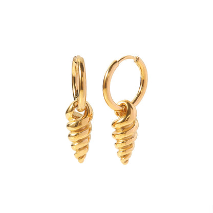 Gold Stainless Steel Screw Pendant Earrings