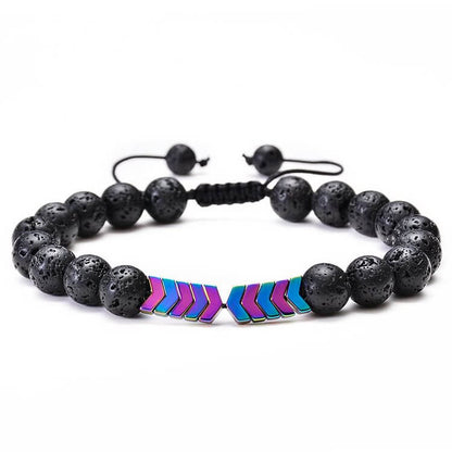 Lava Stone Colorful Magnetite Mens Bracelet