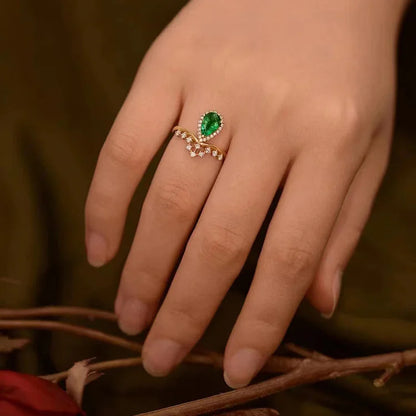 Dainty Emerald With Zircon Ring