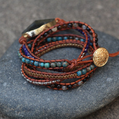 Boho Style Glitter Stone Multi-layered Woven Bracelet