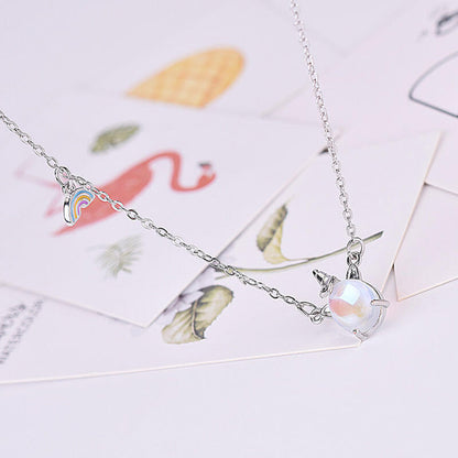 Moonstone Unicorn Rainbow Necklace