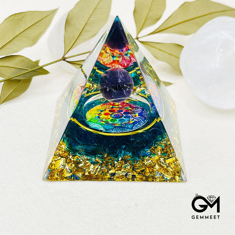 The Tranquil Deep Ocean Orgone Macadam Crystal Pyramid