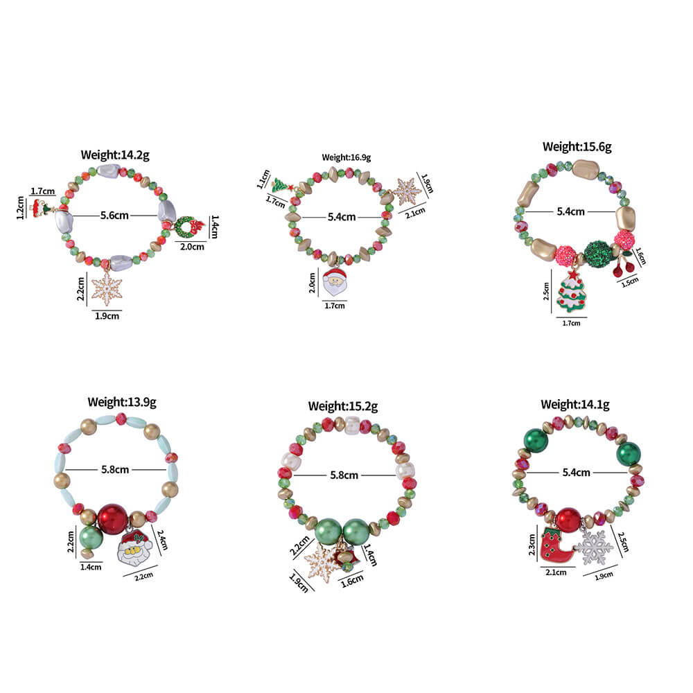 Christmas Bracelet Santa Snowman Colorful Candy Bead Bracelet